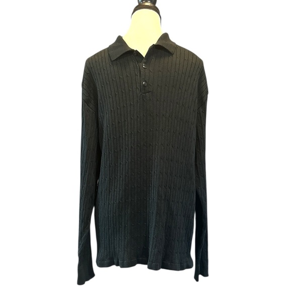 Claiborne Men's Black Ribbed Long Sleeve Sweater - Picture 1 of 4